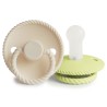 SILICONE PACIFIER BLOCK 2 PACK ROPE CREAM/GREEN TEA 6+