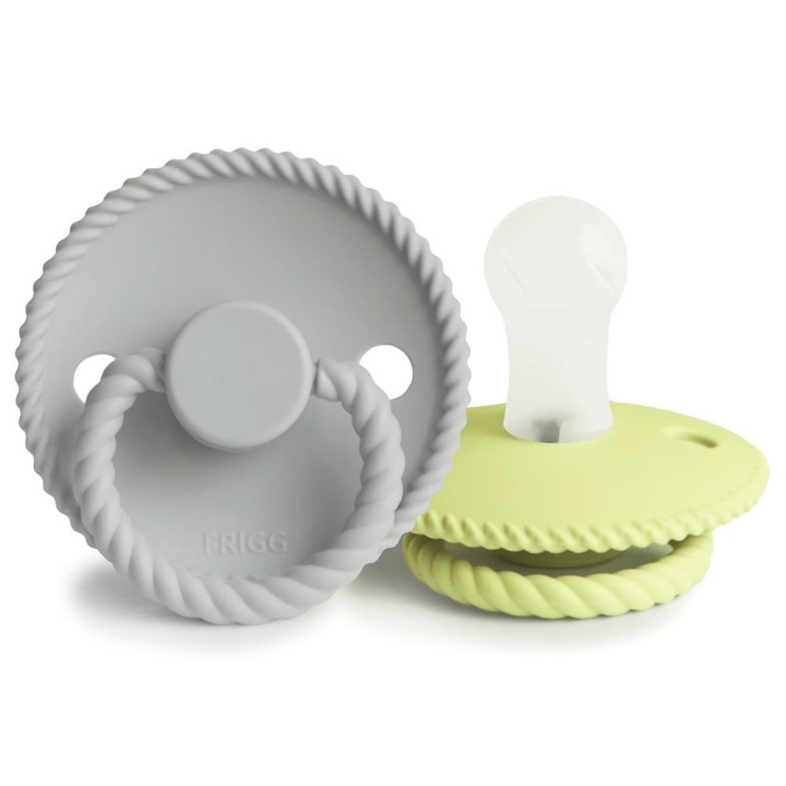 SILICONE PACIFIER BLOCK 2 PACK ROPE SILV.GRAY/GREEN TEA 0+