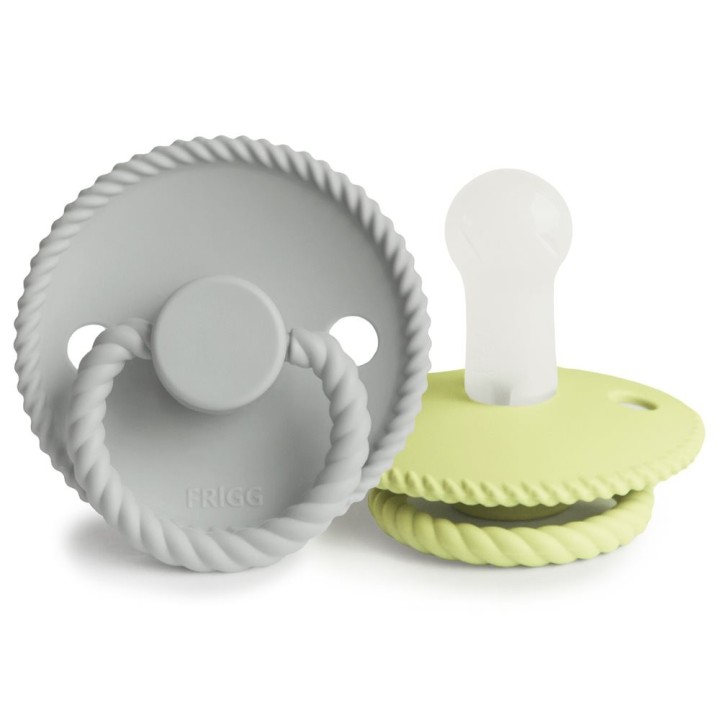 SILICONE PACIFIER BLOCK 2 PACK ROPE SILV.GRAY/GREEN TEA 6+
