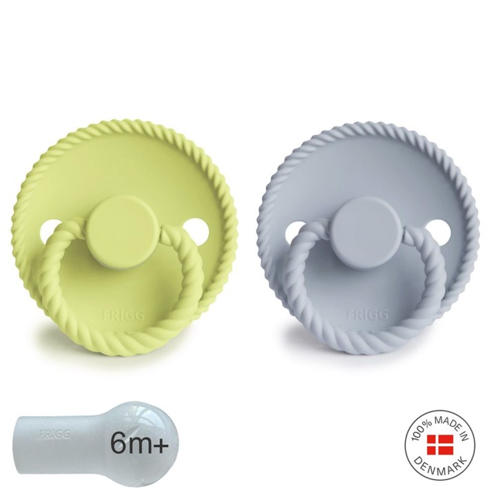 SILICONE PACIFIER BLOCK 2 PACK ROPE GREEN TEA/POW.BLUE 6+