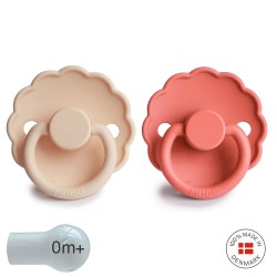 SILICONE PACIFIER BLOCK 2 PACK DAISY PINK CREAM/POPPY 0+
