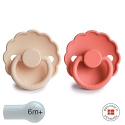 SILICONE PACIFIER BLOCK 2 PACK DAISY PINK CREAM/POPPY 6+