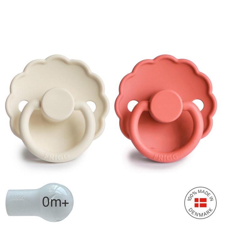 SILICONE PACIFIER BLOCK 2 PACK DAISY CREAM/POPPY 0+