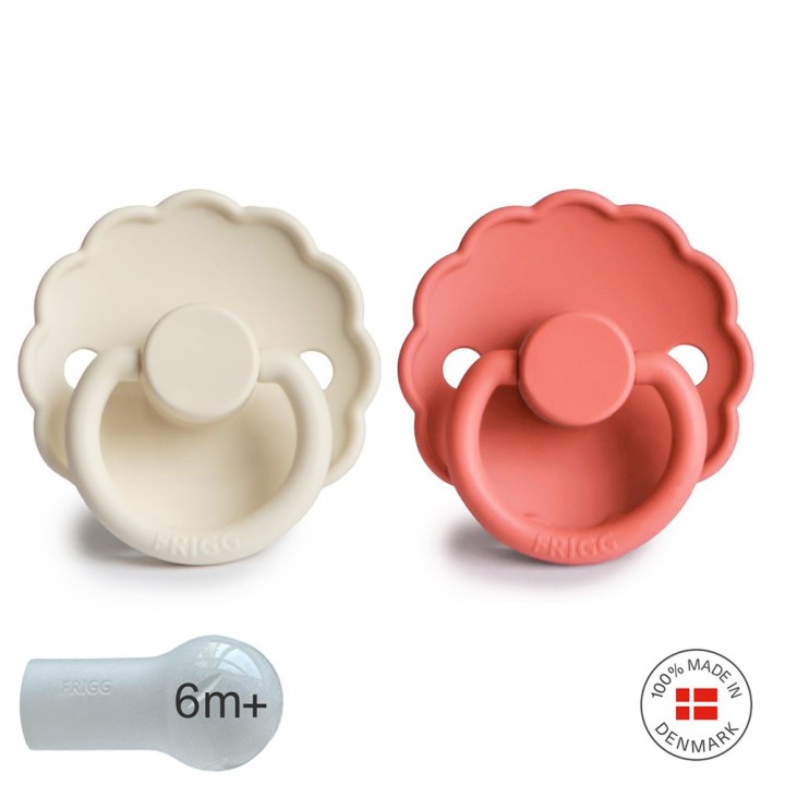 SILICONE PACIFIER BLOCK 2 PACK DAISY CREAM/POPPY 6+