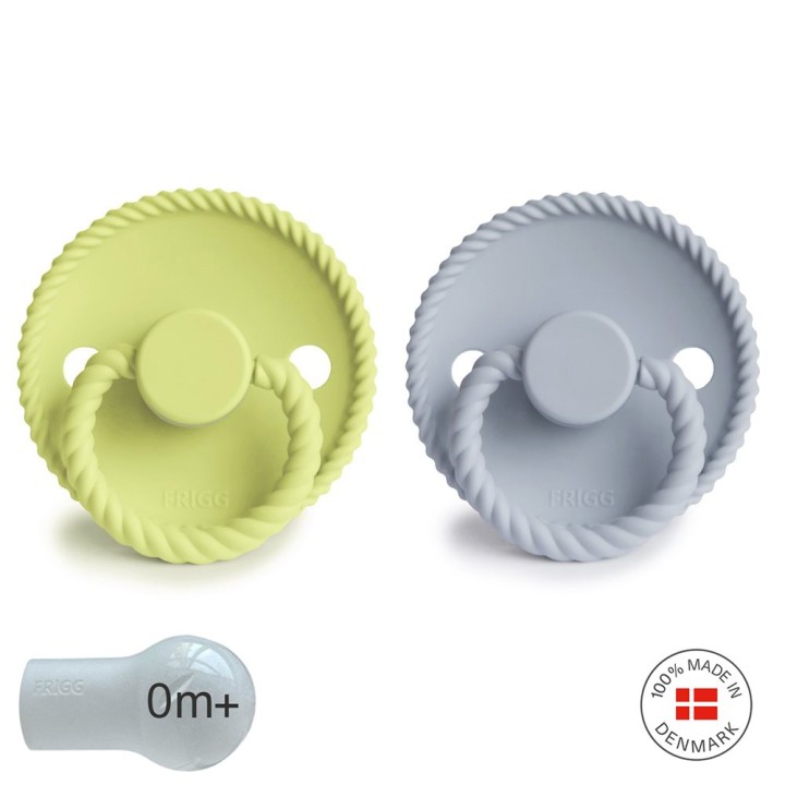 SILICONE PACIFIER BLOCK 2 PACK ROPE GREEN TEA/POW.BLUE 0+
