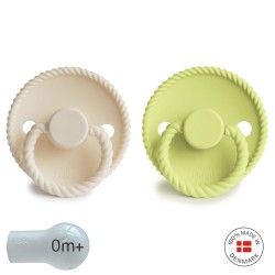 SILICONE PACIFIER BLOCK 2 PACK ROPE CREAM/GREEN TEA 0+