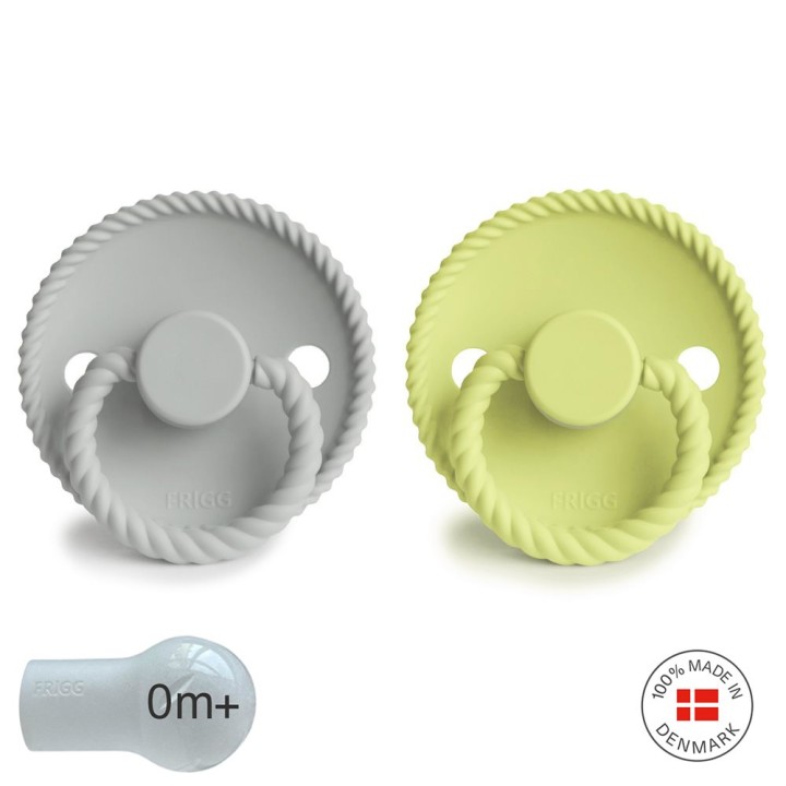 SILICONE PACIFIER BLOCK 2 PACK ROPE SILV.GRAY/GREEN TEA 0+