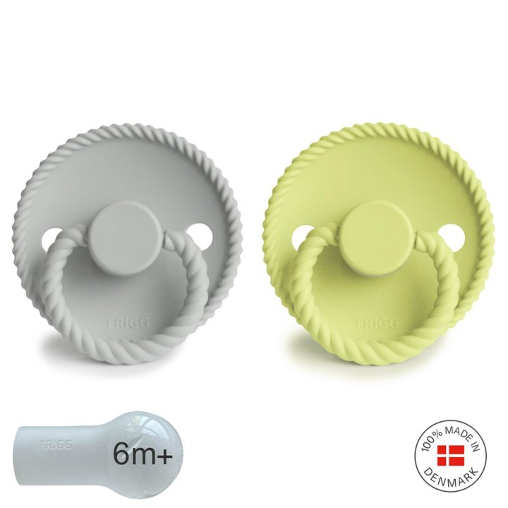 SILICONE PACIFIER BLOCK 2 PACK ROPE SILV.GRAY/GREEN TEA 6+