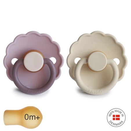 LATEX PACIFIER BLOCK 2 PACK DAISY LAV.HAZE/CREAM 0+