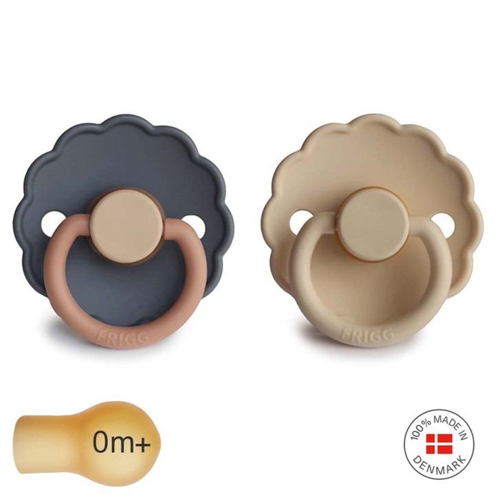 LATEX PACIFIER BLOCK 2 PACK DAISY AURORA/CROISSANT 0+