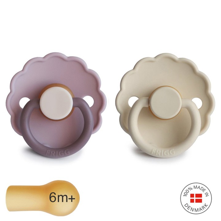 LATEX PACIFIER BLOCK 2 PACK DAISY LAV.HAZE/CREAM 6+