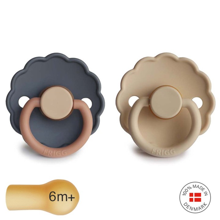 LATEX PACIFIER BLOCK 2 PACK DAISY AURORA/CROISSANT 6+
