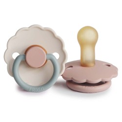 LATEX PACIFIER BLOCK 2 PACK DAISY BLUSH/COTTON CANDY 6+