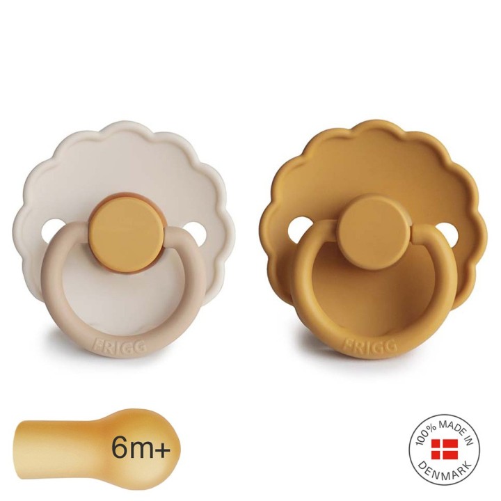 LATEX PACIFIER BLOCK 2 PACK DAISY CHAMOMILE/HONEY G. 6+