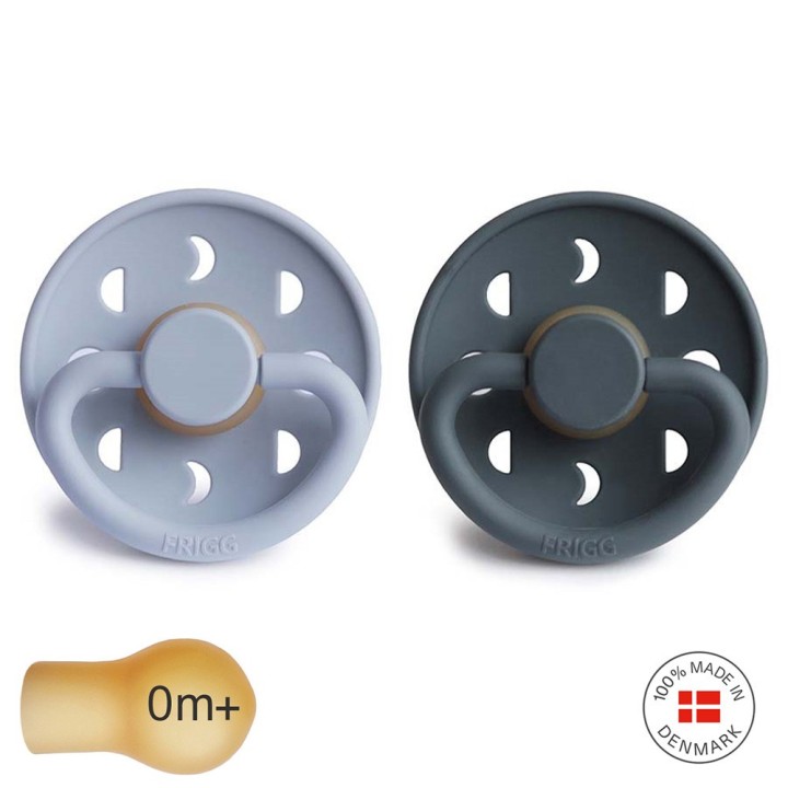 LATEX PACIFIER BLOCK 2 PACK MOON PHASE SLATE/POWDER B. 0+