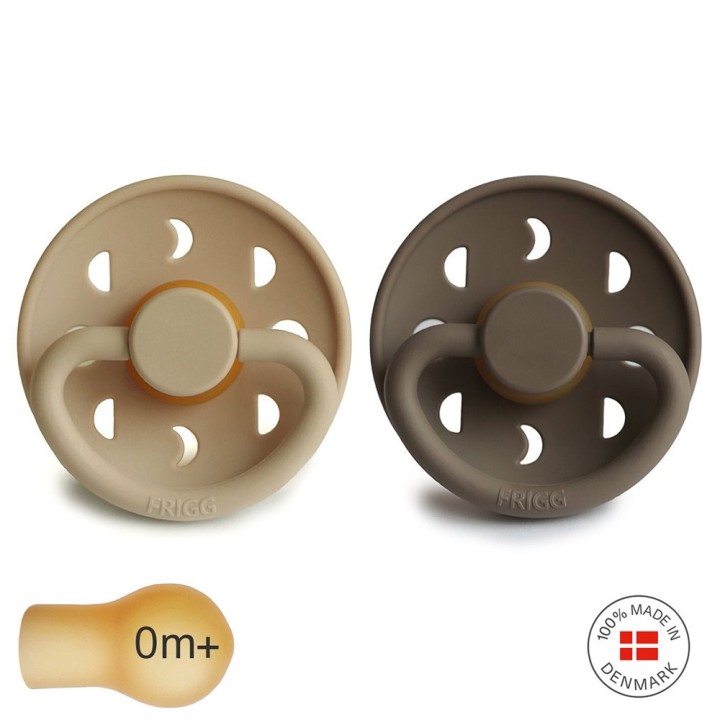 LATEX PACIFIER BLOCK 2 PACK MOON PHASE CROISSANT/PORTOBELLO 0+