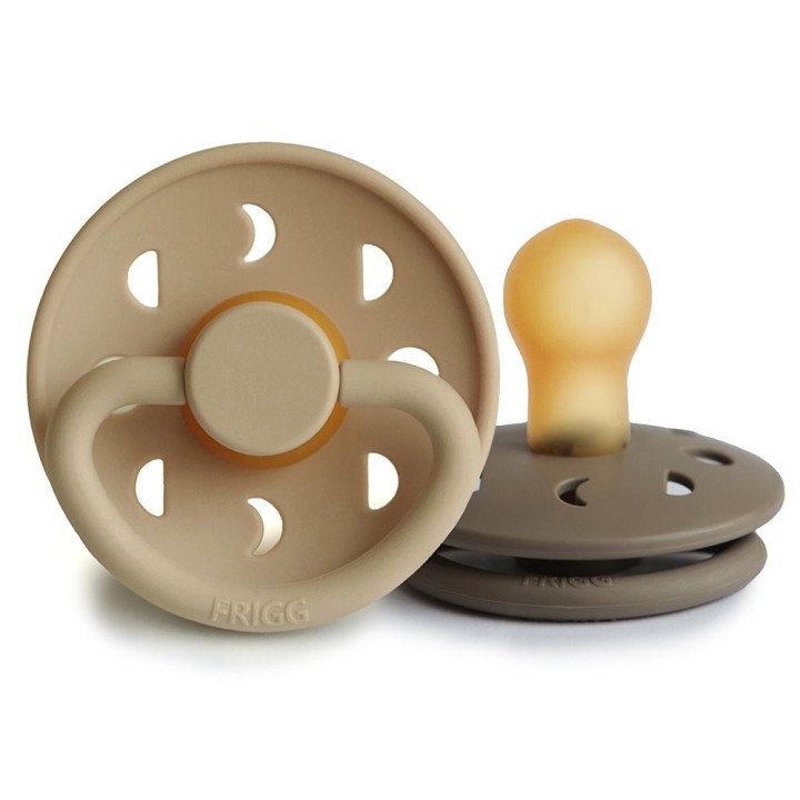 LATEX PACIFIER BLOCK 2 PACK MOON PHASE CROISSANT/PORTOBELLO 0+