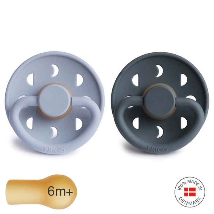 LATEX PACIFIER BLOCK 2 PACK MOON PHASE SLATE/POWDER B. 6+