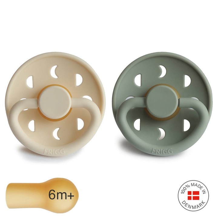 LATEX PACIFIER BLOCK 2 PACK MOON PHASE SAGE/CREAM 6+