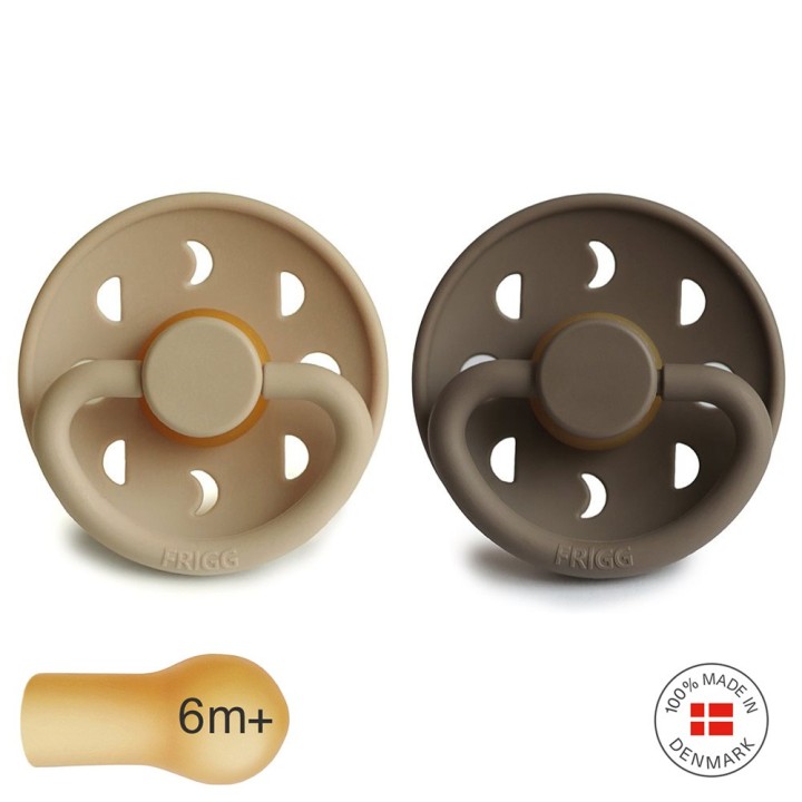 LATEX PACIFIER BLOCK 2 PACK MOON PHASE CROISSANT/PORTOBELLO 6+