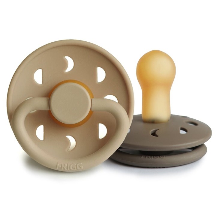 LATEX PACIFIER BLOCK 2 PACK MOON PHASE CROISSANT/PORTOBELLO 6+