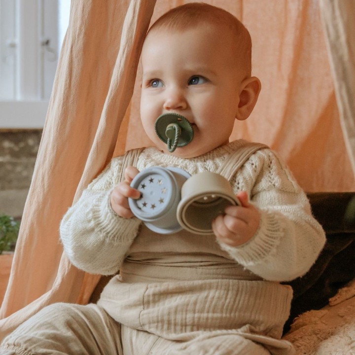 PACK 2 CHUPETES BLOCK LATEX ROPE SAGE/CREAM 0+