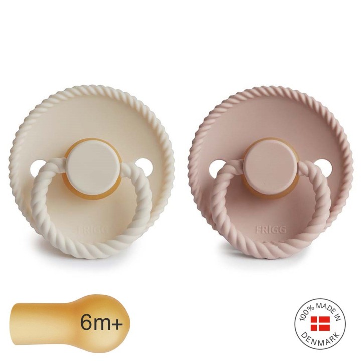 LATEX PACIFIER BLOCK 2 PACK ROPE BLUSH/CREAM 6+