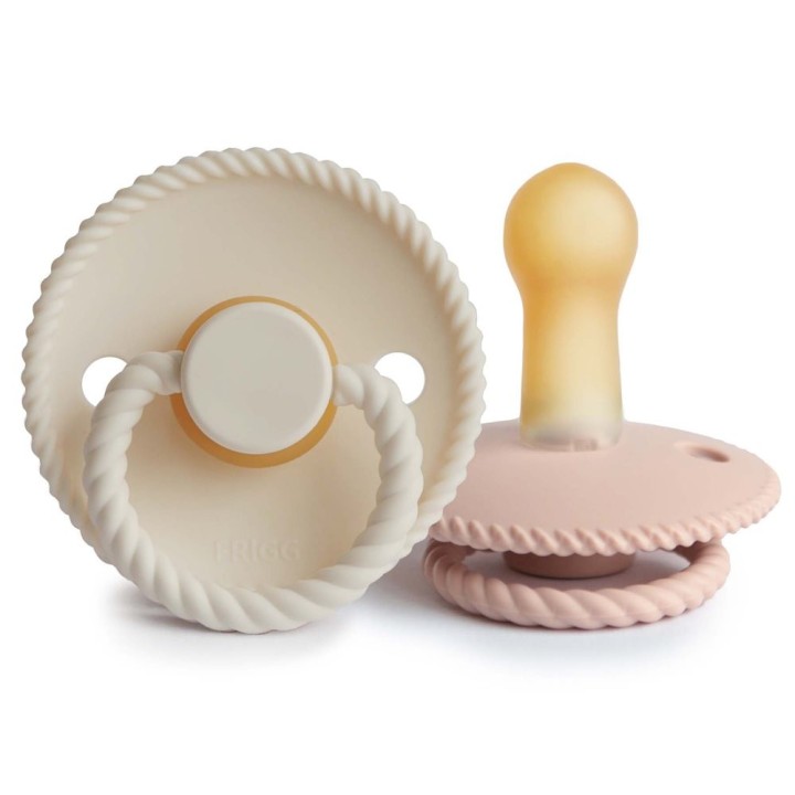LATEX PACIFIER BLOCK 2 PACK ROPE BLUSH/CREAM 6+