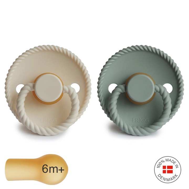 LATEX PACIFIER BLOCK 2 PACK ROPE SAGE/CREAM 6+