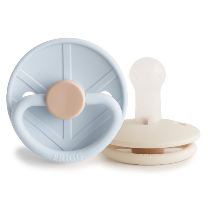 SILICONE PACIFIER BLOCK 2 PACK LITTLE VIKING POWDER BLUE/CREAM 6+