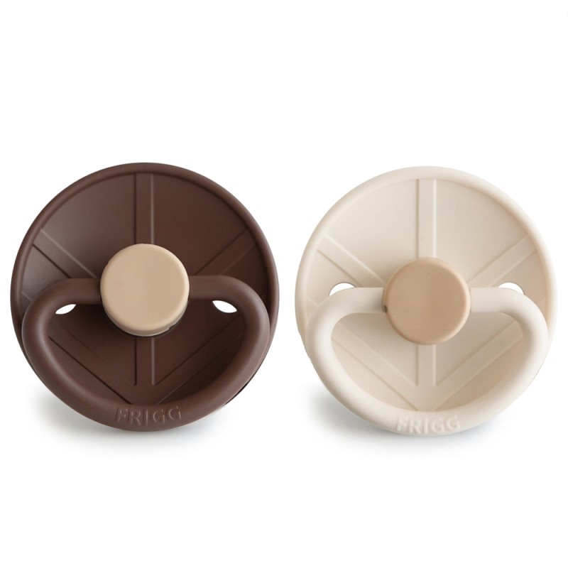 SILICONE PACIFIER BLOCK 2 PACK LITTLE VIKING CREAM/COCOA 6+