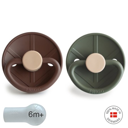 SILICONE PACIFIER BLOCK 2 PACK LITTLE VIKING COCOA/OLIVE 6+