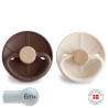 SILICONE PACIFIER BLOCK 2 PACK LITTLE VIKING CREAM/COCOA 6+