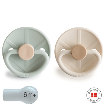 SILICONE PACIFIER BLOCK 2 PACK LITTLE VIKING SAGE/CREAM 6+