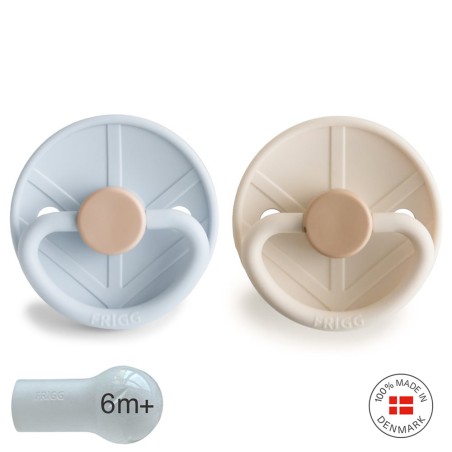 SILICONE PACIFIER BLOCK 2 PACK LITTLE VIKING POWDER BLUE/CREAM 6+