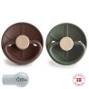 SILICONE PACIFIER BLOCK 2 PACK LITTLE VIKING COCOA/OLIVE 0+