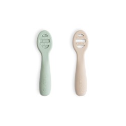 FIRST FEEDING BABY SPOONS 2P. SOLID SHIFNG SND+CAMBR.BLU 9.8x2.4x1.4 CM