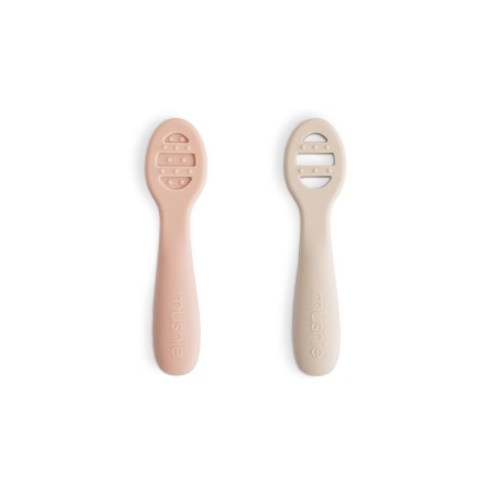 FIRST FEEDING BABY SPOONS 2P. SOLID SHIFTING SAND+BLUSH 9.8x2.4x1.4 CM