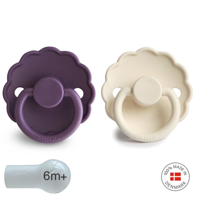 SILICONE PACIFIER BLOCK 2 PACK DAISY VIOLET DREAM/CREAM 6+