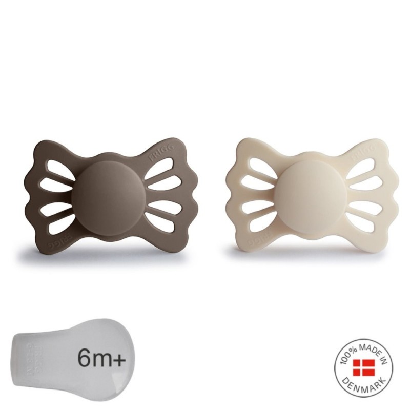 SYMM. SILICONE PACIFIER 2 PACK LUCKY PORTOBELLO/CREAM 6+