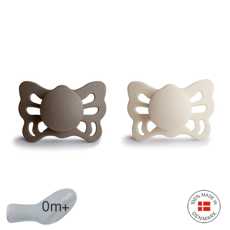 ANAT. SILICONE PACIFIER 2 PACK BUTTERFLY PORTOBELLO/CREAM 0+