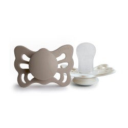 ANAT. SILICONE PACIFIER 2 PACK BUTTERFLY PORTOBELLO/CREAM 0+