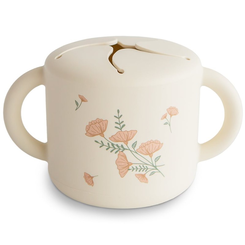 TAZZA PORTA MERENDA SILICONE PRINT PINK FLOWERS