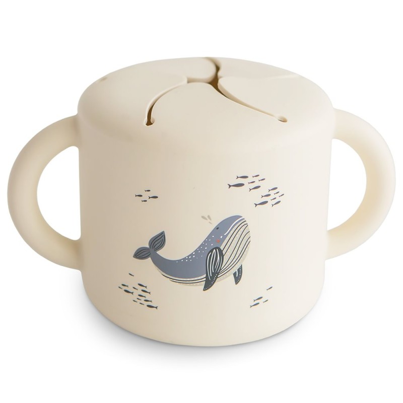 SILICONE SNACK CUP PRINT WHALES 8.5x8.5x14.5 CM