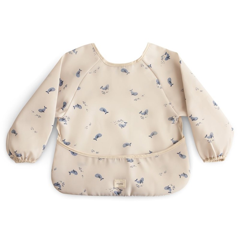 LONG SLEEVE BIB SOLID WHALES 36x40 CM