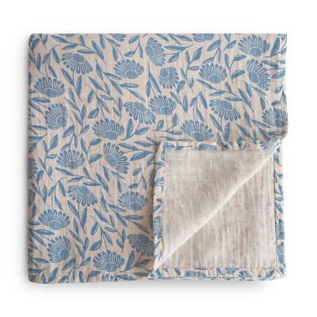 SWADDLE PRINT BLUE FLOWERS 120x120 CM